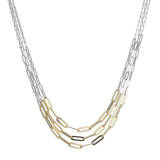 SS YGP 3 Row Paperclip Necklace - Walter Bauman Jewelers
