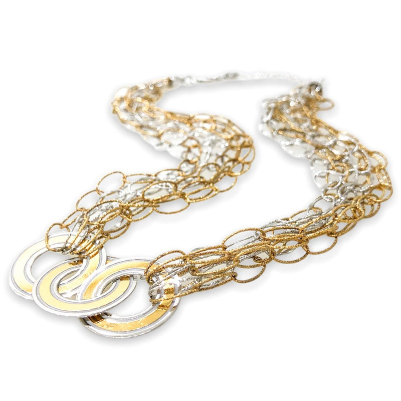 SS YGP 6 Strand “Dahlia” Interlocking Circle Necklace - Walter Bauman Jewelers