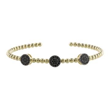 SS YGP Bangle Bracelet with Black Cubic Zirconia Circles - Walter Bauman Jewelers