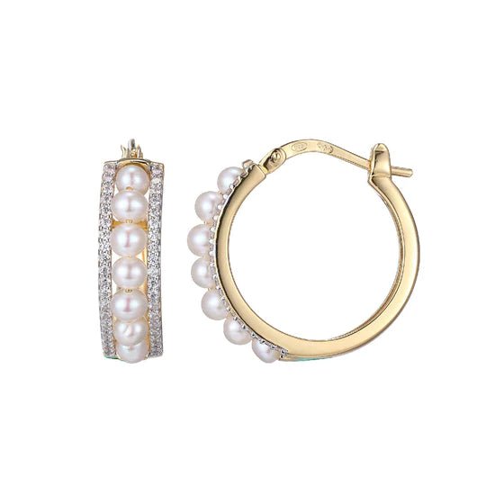 SS YGP CZ and Pearl Hoop Earrings - Walter Bauman Jewelers
