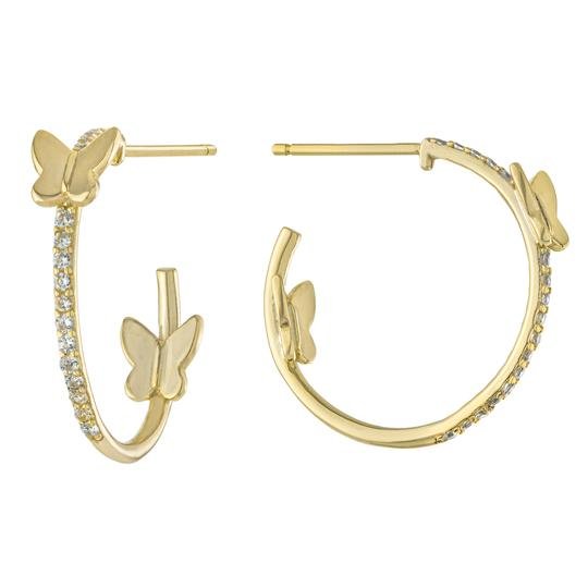 SS YGP CZ Butterfly Hoop Earrings - Walter Bauman Jewelers