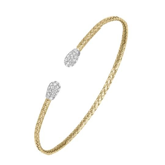 SS YGP CZ Cuff Bangle Bracelet - Walter Bauman Jewelers