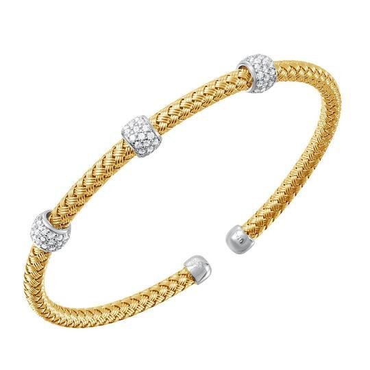 SS YGP CZ Cuff Bangle Bracelet - Walter Bauman Jewelers