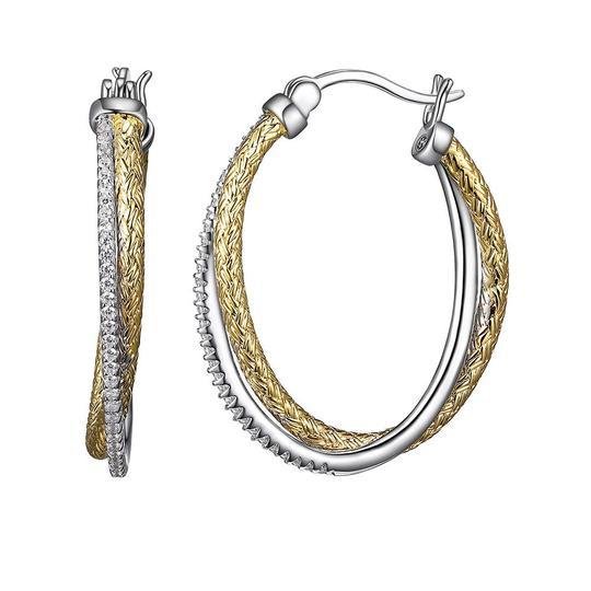 SS YGP CZ Oval Hoop Earrings - Walter Bauman Jewelers