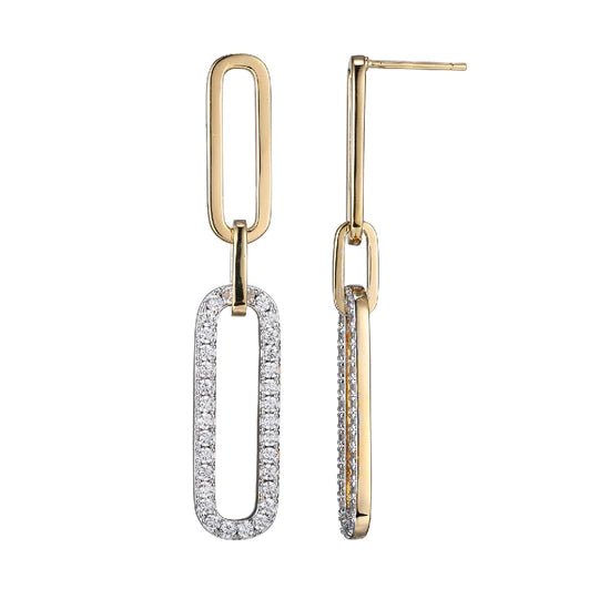 SS YGP CZ Paperclip Earrings - Walter Bauman Jewelers