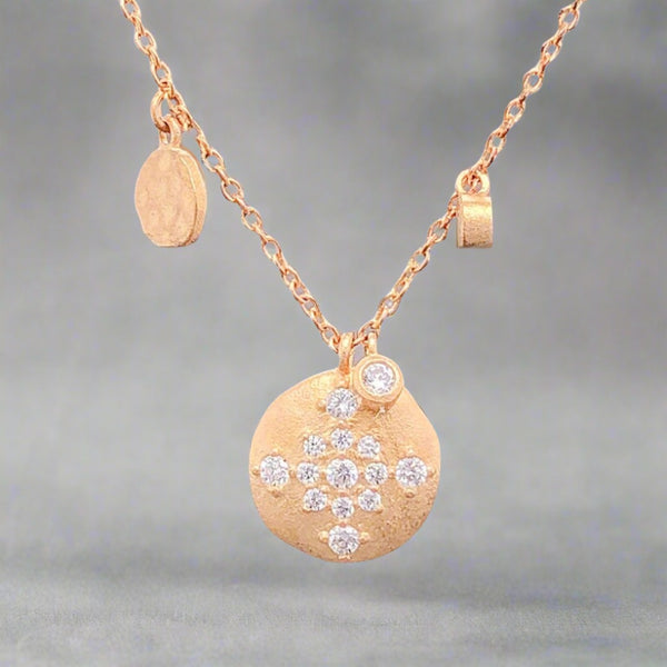 SS YGP CZ Round Disk Necklace - Walter Bauman Jewelers