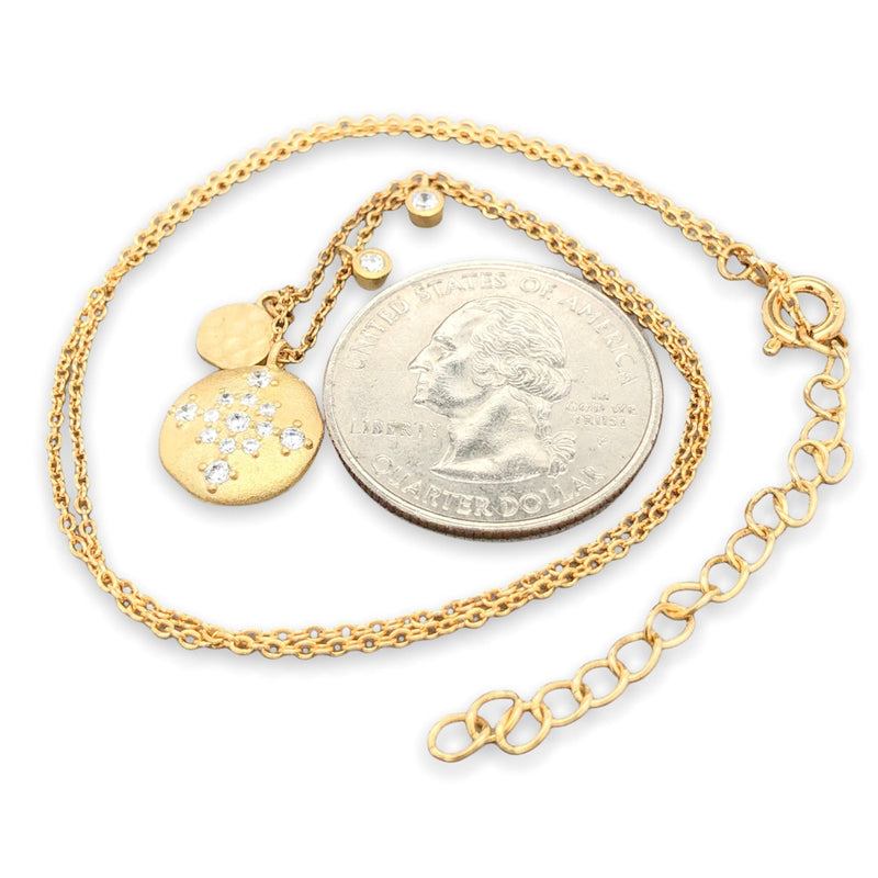 SS YGP CZ Round Disk Necklace - Walter Bauman Jewelers