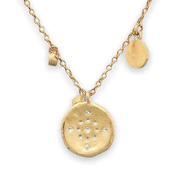 SS YGP CZ Round Disk Necklace - Walter Bauman Jewelers