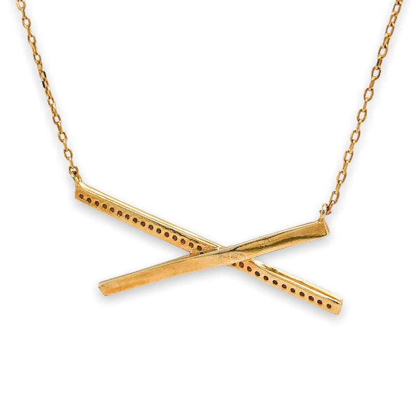 SS YGP CZ “X” Necklace - Walter Bauman Jewelers