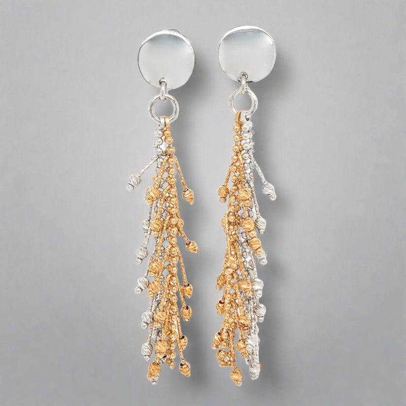 SS YGP D/C Ball Tassel Earrings - Walter Bauman Jewelers