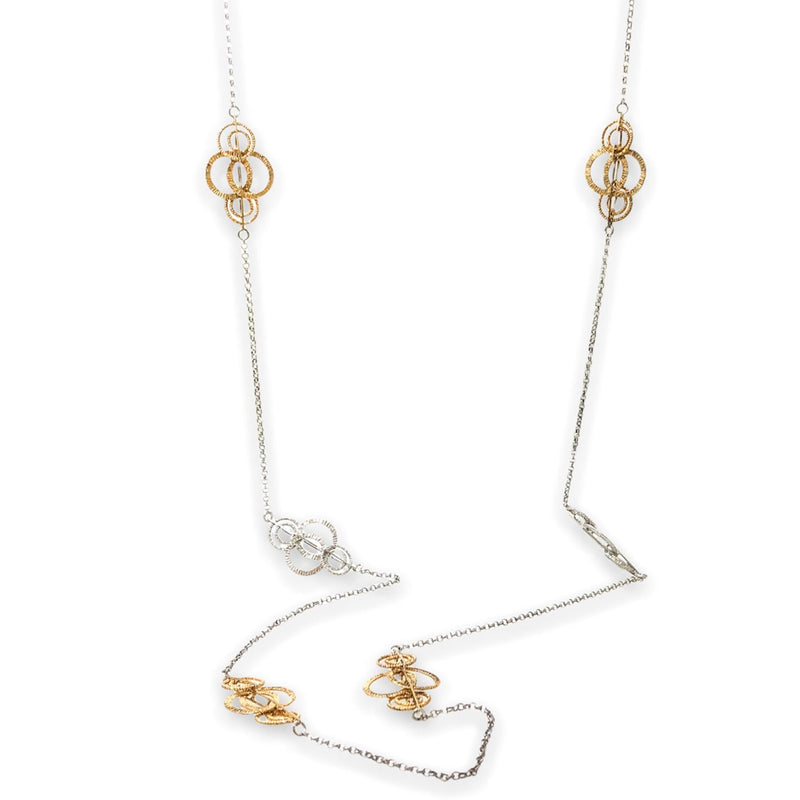 SS YGP Interlocking Textured Circles 34” Necklace - Walter Bauman Jewelers