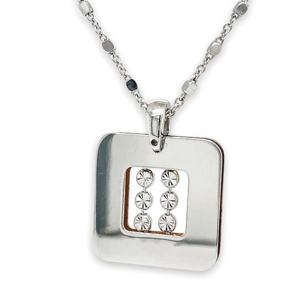 SS YGP “Ivy” D/C Square Pendant - Walter Bauman Jewelers