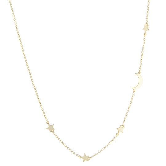 SS YGP Moon/Star 18" Necklace - Walter Bauman Jewelers
