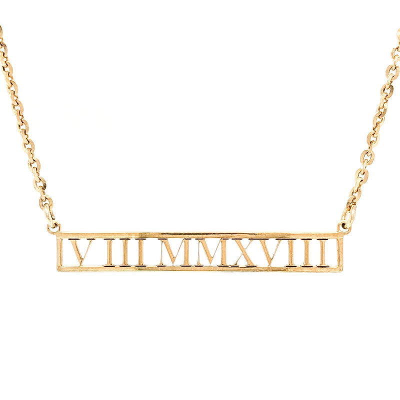 SS YGP Roman Numeral Bar Necklace - Walter Bauman Jewelers