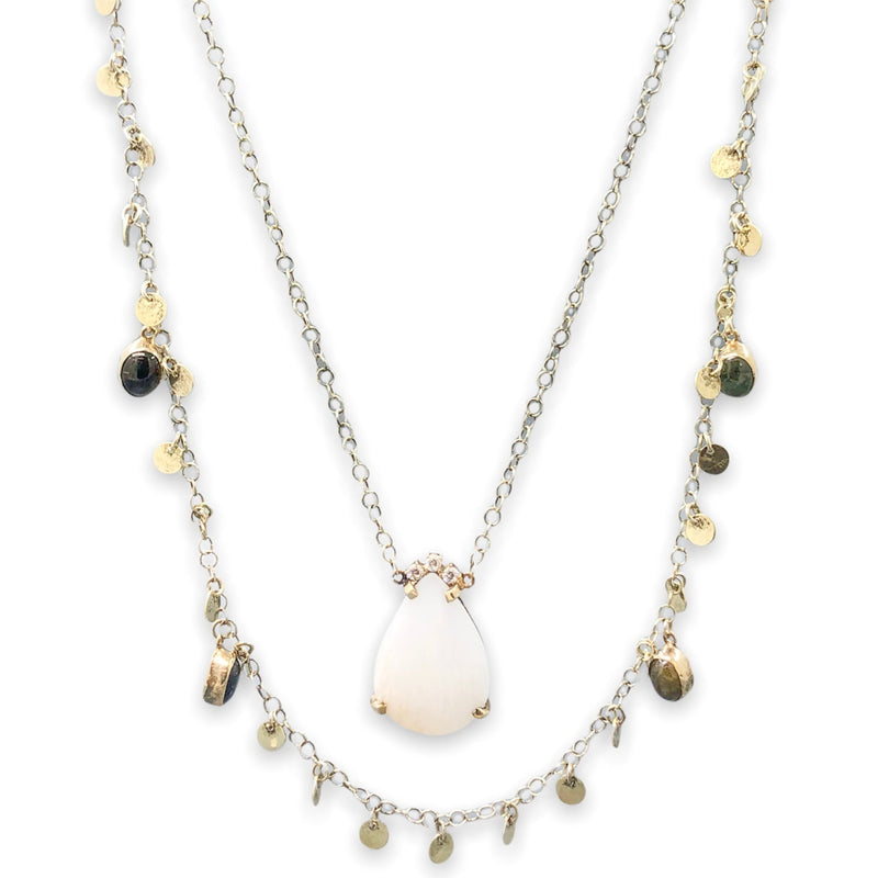 SS YGP White Kyanite, Tourmaline, & CZ Double Necklace Set - Walter Bauman Jewelers