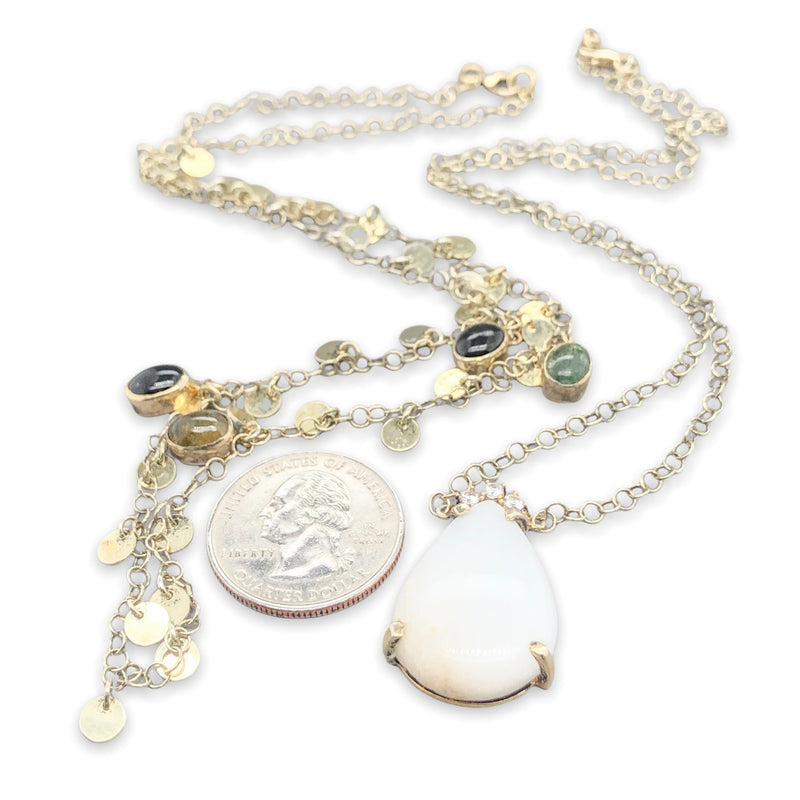 SS YGP White Kyanite, Tourmaline, & CZ Double Necklace Set - Walter Bauman Jewelers