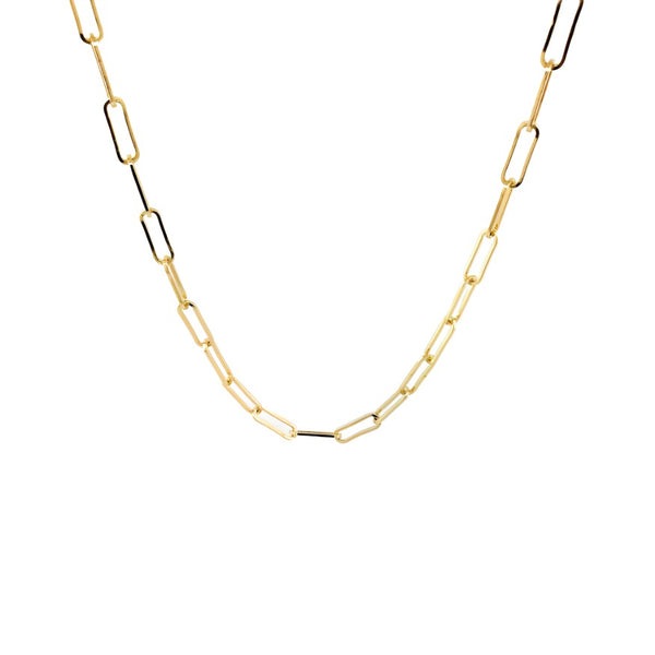 Stainless steel 20" yellow gold plated paperclip necklace - Walter Bauman Jewelers