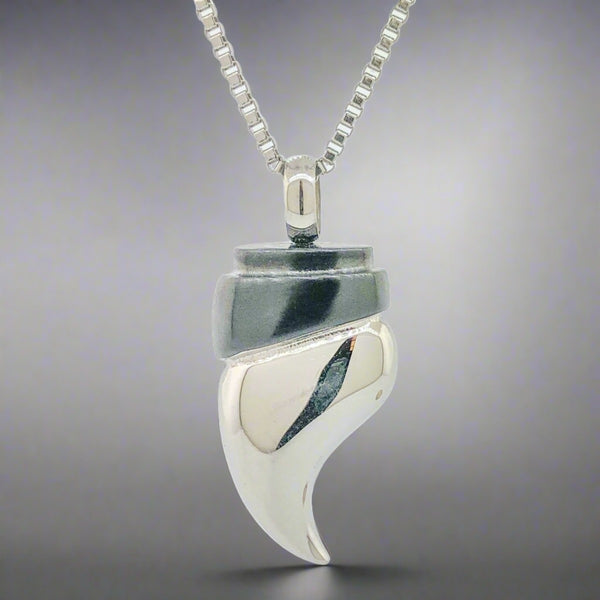 Stainless Steel Black Shark Tooth Pendant - Walter Bauman Jewelers