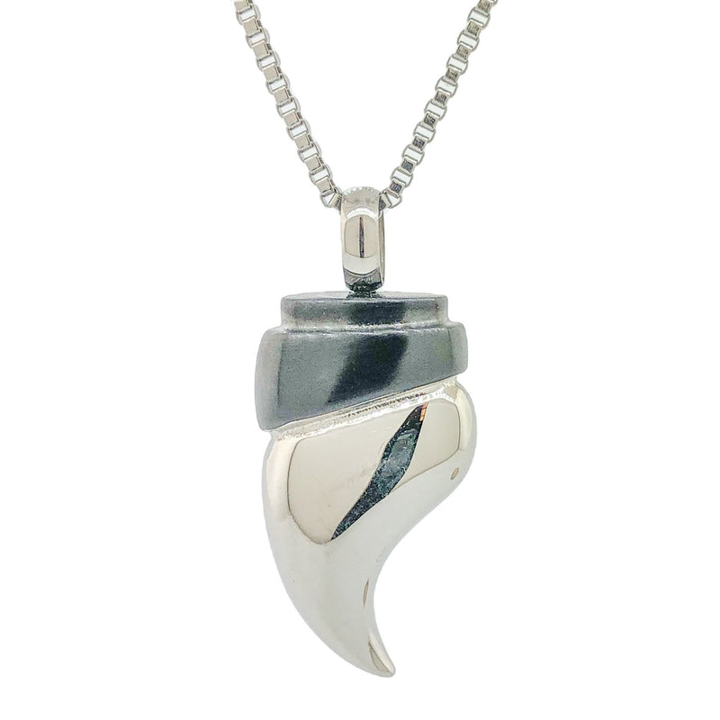 Stainless Steel Black Shark Tooth Pendant - Walter Bauman Jewelers