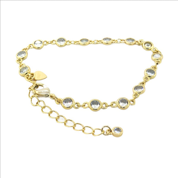 Stainless steel cubic zirconia yellow gold plated bracelet - Walter Bauman Jewelers