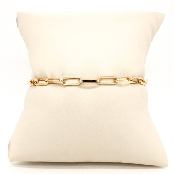 Stainless steel gold tone paperclip bracelet 7" - Walter Bauman Jewelers
