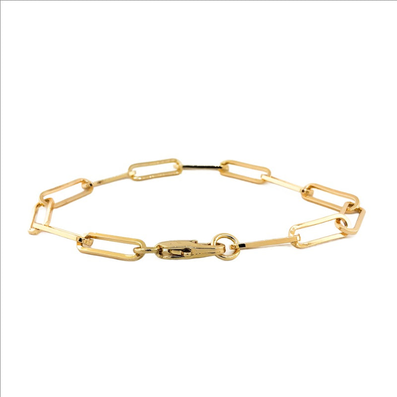 Stainless steel yellow gold plated large paperclip bracelet 7" - Walter Bauman Jewelers