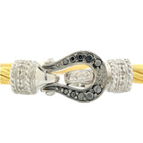 Steel & YGP Silver Black & White Diamond Buckle Bracelet - Walter Bauman Jewelers