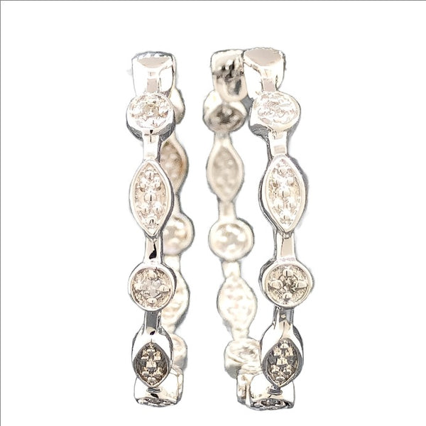Sterling Silver 0.18CTTW Diamond In & Out Hoop Earrings - Walter Bauman Jewelers