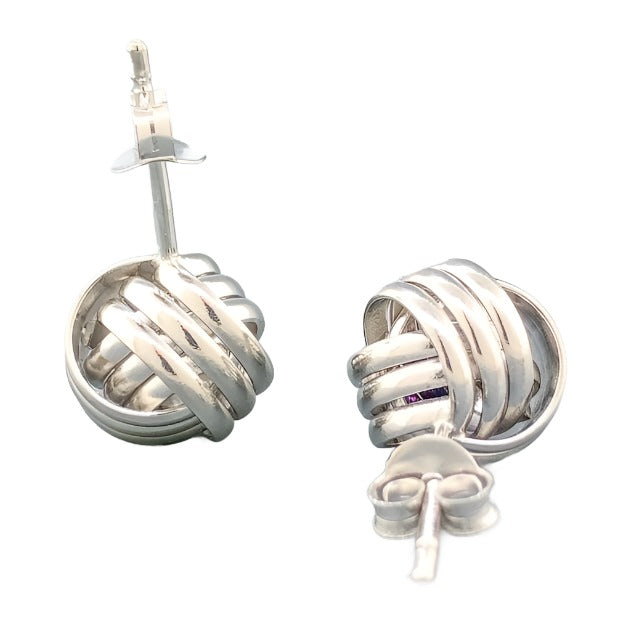 Sterling Silver 10mm Ribbed Knot Earrings - Walter Bauman Jewelers