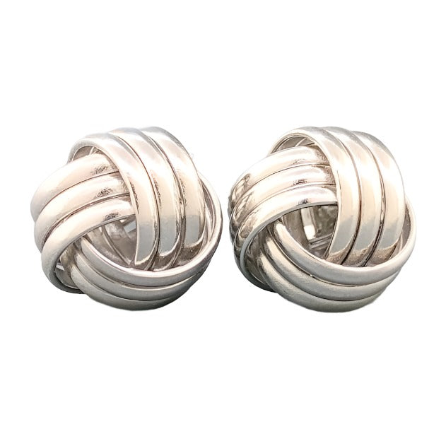 Sterling Silver 10mm Ribbed Knot Earrings - Walter Bauman Jewelers