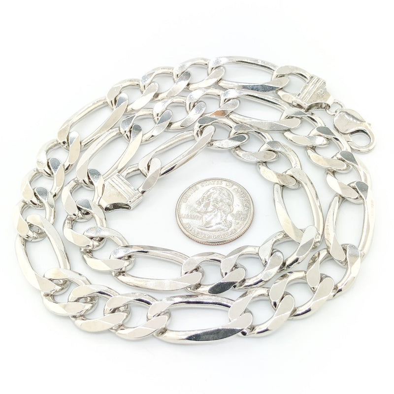 Sterling Silver 13.6mm 24" Figaro Chain - Walter Bauman Jewelers