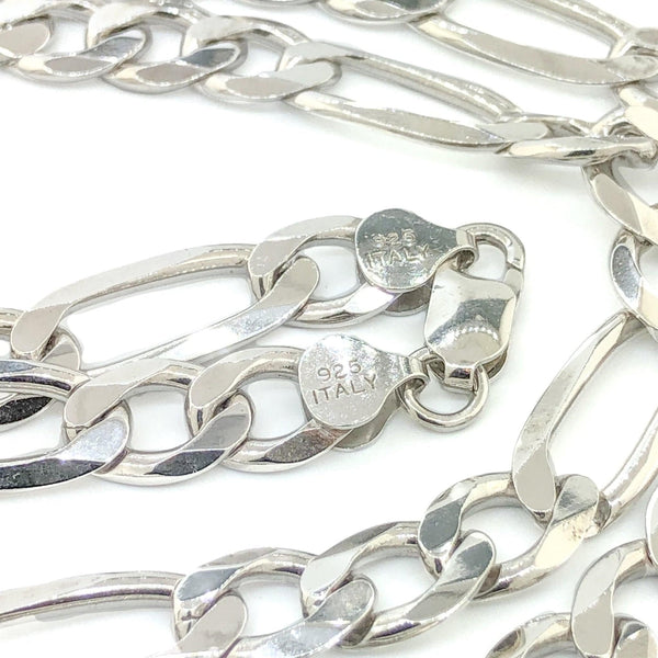 Sterling Silver 9.6mm 22" Figaro Chain - Walter Bauman Jewelers