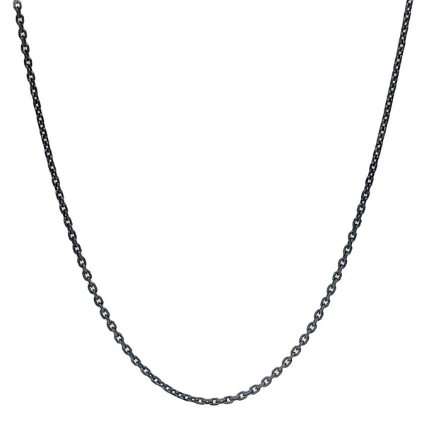 Sterling Silver Black Rhodium Plated 1mm 16" Cable Chain - Walter Bauman Jewelers