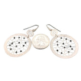 Sterling Silver & Black Spinel Textured Circle Drop Earrings - Walter Bauman Jewelers