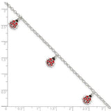 Sterling Silver Childrens Enameled Ladybug 6" Bracelet - Walter Bauman Jewelers