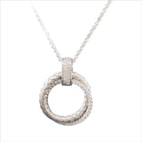 Sterling silver double circle pendant with cubic zirconia - Walter Bauman Jewelers