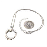 Sterling silver double circle pendant with cubic zirconia - Walter Bauman Jewelers