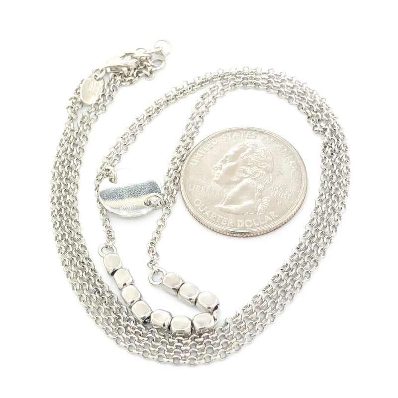 Sterling Silver Double Strand Square Bead & Disc Necklace - Walter Bauman Jewelers