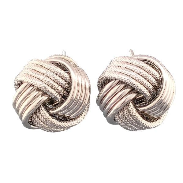 Sterling Silver Large Multirow Love Knot Earring with Lever Back - Walter Bauman Jewelers
