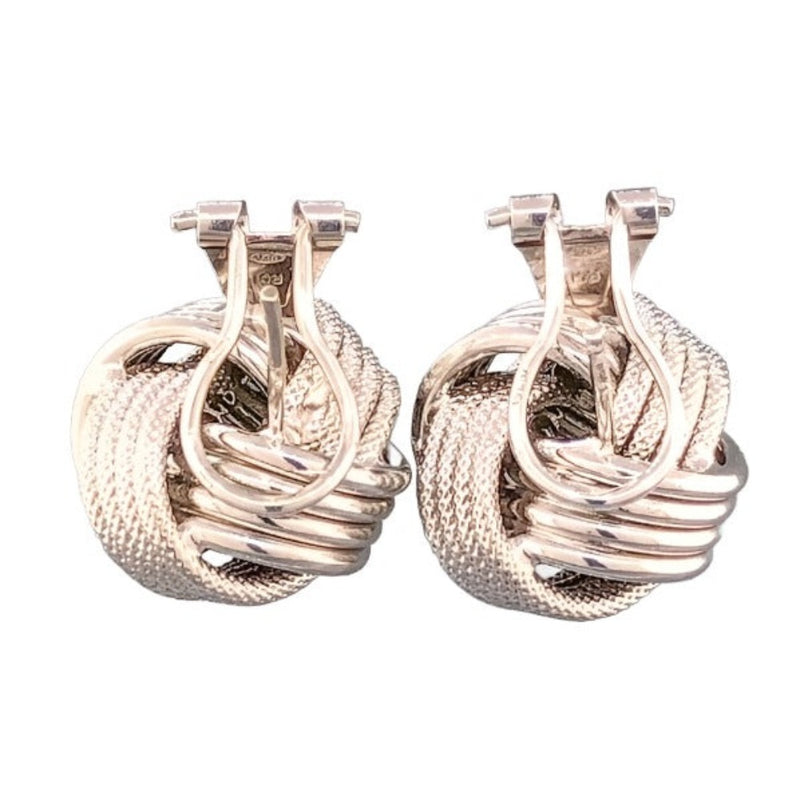 Sterling Silver Large Multirow Love Knot Earring with Lever Back - Walter Bauman Jewelers