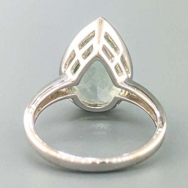 Sterling Silver Pear Cut Green Amethyst Ring - Walter Bauman Jewelers