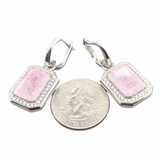 Sterling Silver Pink Ice & CZ Halo Dangle Earrings - Walter Bauman Jewelers