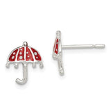 Sterling Silver Red Enameled Umbrella Post Earrings - Walter Bauman Jewelers