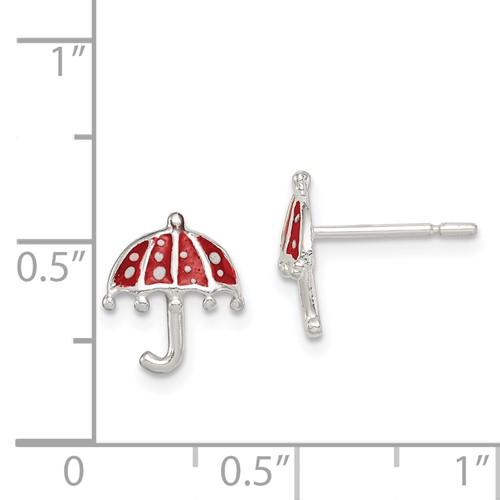 Sterling Silver Red Enameled Umbrella Post Earrings - Walter Bauman Jewelers