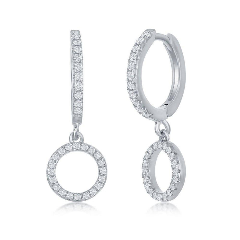 Sterling Silver Small Huggie Hoop CZ Circle Earrings - Walter Bauman Jewelers