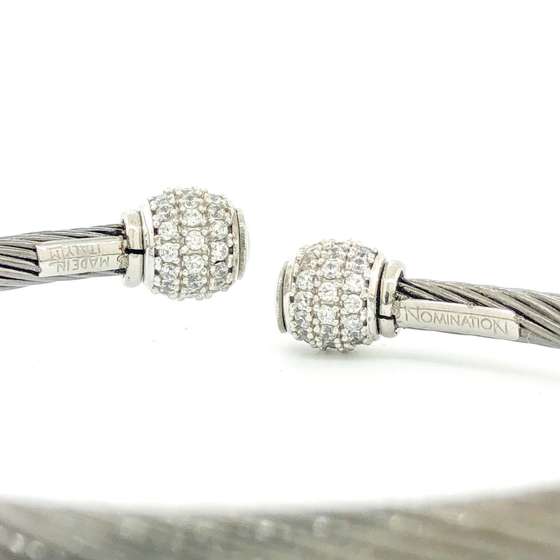 Sterling Silver & Steel CZ Cuff Bracelet - Walter Bauman Jewelers