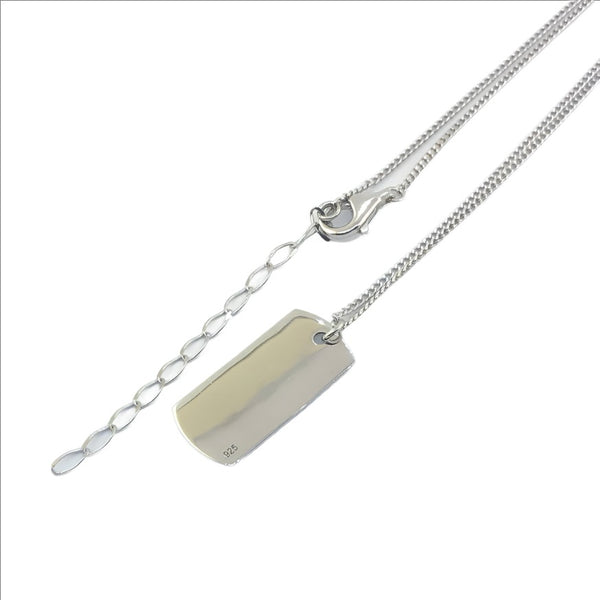 Sterling silver tag necklace with chain - Walter Bauman Jewelers