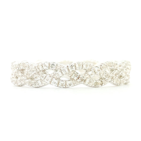 Sterling Silver & White Topaz Braided Eternity Band - Walter Bauman Jewelers