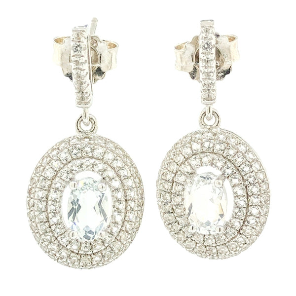 Sterling Silver White Topaz Drop Earrings - Walter Bauman Jewelers