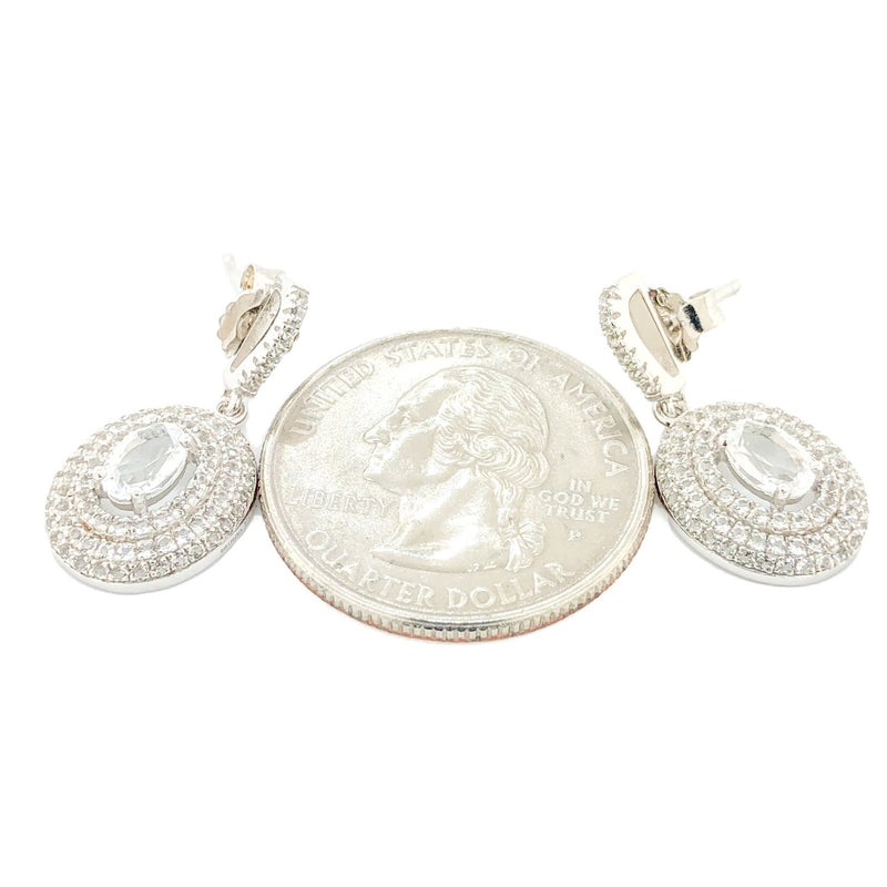 Sterling Silver White Topaz Drop Earrings - Walter Bauman Jewelers